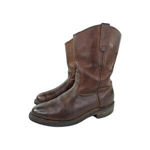 Red Wing Pecos Leather Work Boot US 10.5 D Brown Leather Pull-On Cowboy Boots